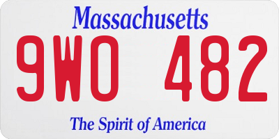 MA license plate 9WO482