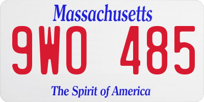 MA license plate 9WO485