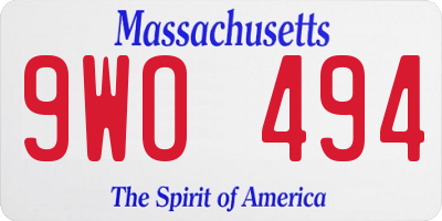 MA license plate 9WO494