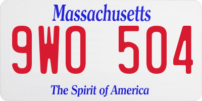 MA license plate 9WO504