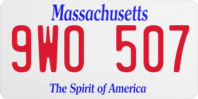 MA license plate 9WO507