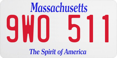 MA license plate 9WO511