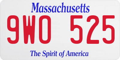 MA license plate 9WO525