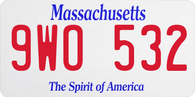 MA license plate 9WO532