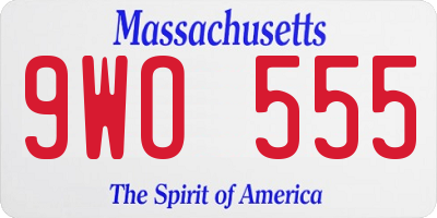 MA license plate 9WO555
