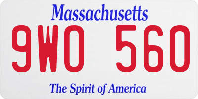 MA license plate 9WO560