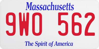 MA license plate 9WO562