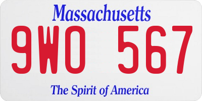 MA license plate 9WO567