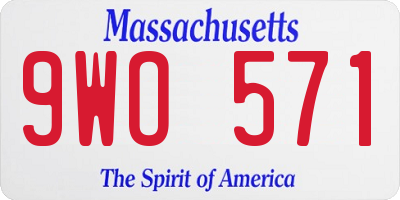 MA license plate 9WO571