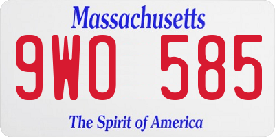 MA license plate 9WO585