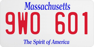 MA license plate 9WO601