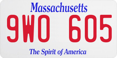 MA license plate 9WO605