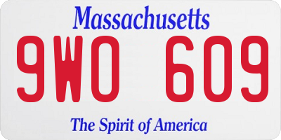 MA license plate 9WO609