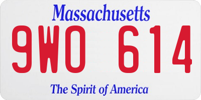 MA license plate 9WO614