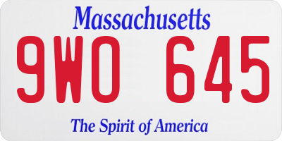 MA license plate 9WO645