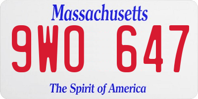 MA license plate 9WO647