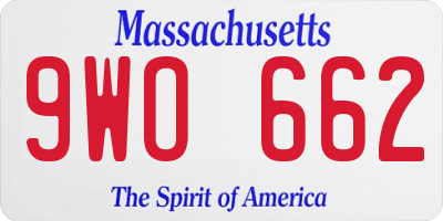 MA license plate 9WO662