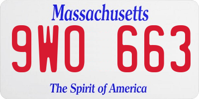 MA license plate 9WO663
