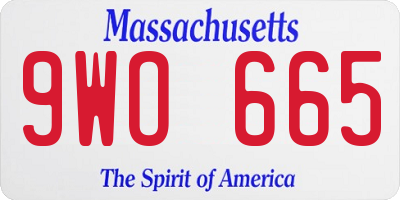MA license plate 9WO665
