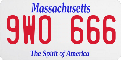 MA license plate 9WO666