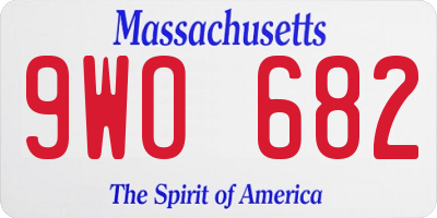 MA license plate 9WO682