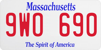 MA license plate 9WO690