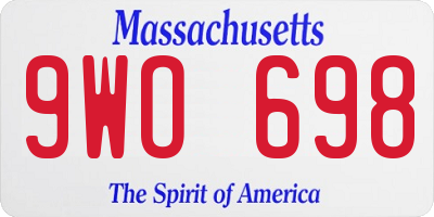 MA license plate 9WO698