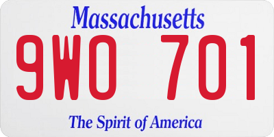 MA license plate 9WO701