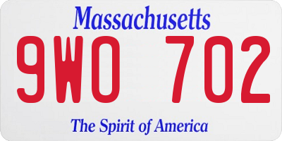 MA license plate 9WO702