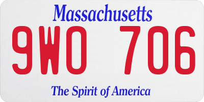 MA license plate 9WO706