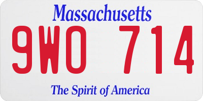 MA license plate 9WO714