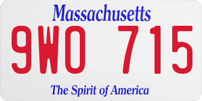 MA license plate 9WO715