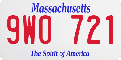 MA license plate 9WO721