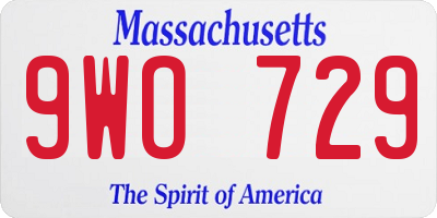 MA license plate 9WO729