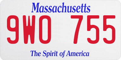 MA license plate 9WO755