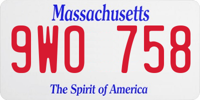 MA license plate 9WO758