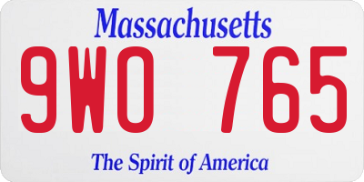 MA license plate 9WO765