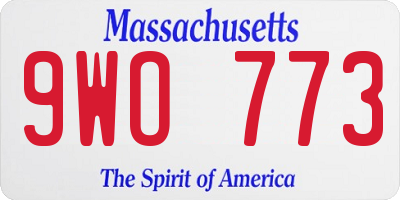 MA license plate 9WO773