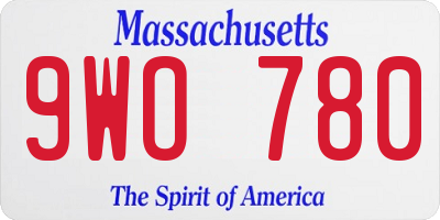 MA license plate 9WO780