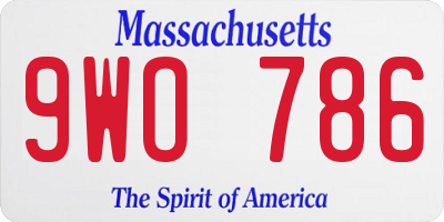 MA license plate 9WO786