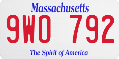 MA license plate 9WO792