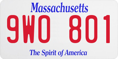 MA license plate 9WO801