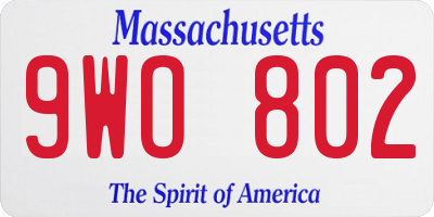 MA license plate 9WO802