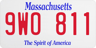 MA license plate 9WO811