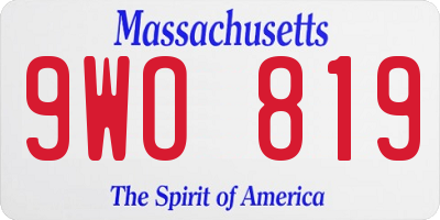 MA license plate 9WO819