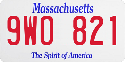 MA license plate 9WO821