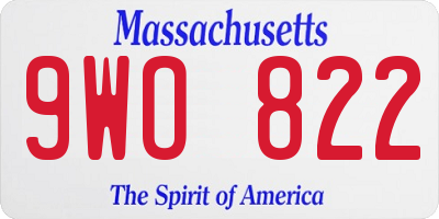 MA license plate 9WO822
