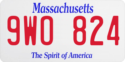 MA license plate 9WO824