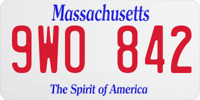MA license plate 9WO842