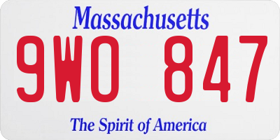MA license plate 9WO847